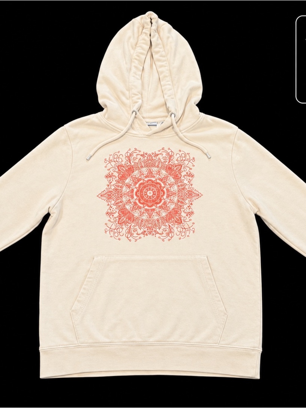 Just Be Cream Coral Mandala Graphic Pullover Hoodie Size M